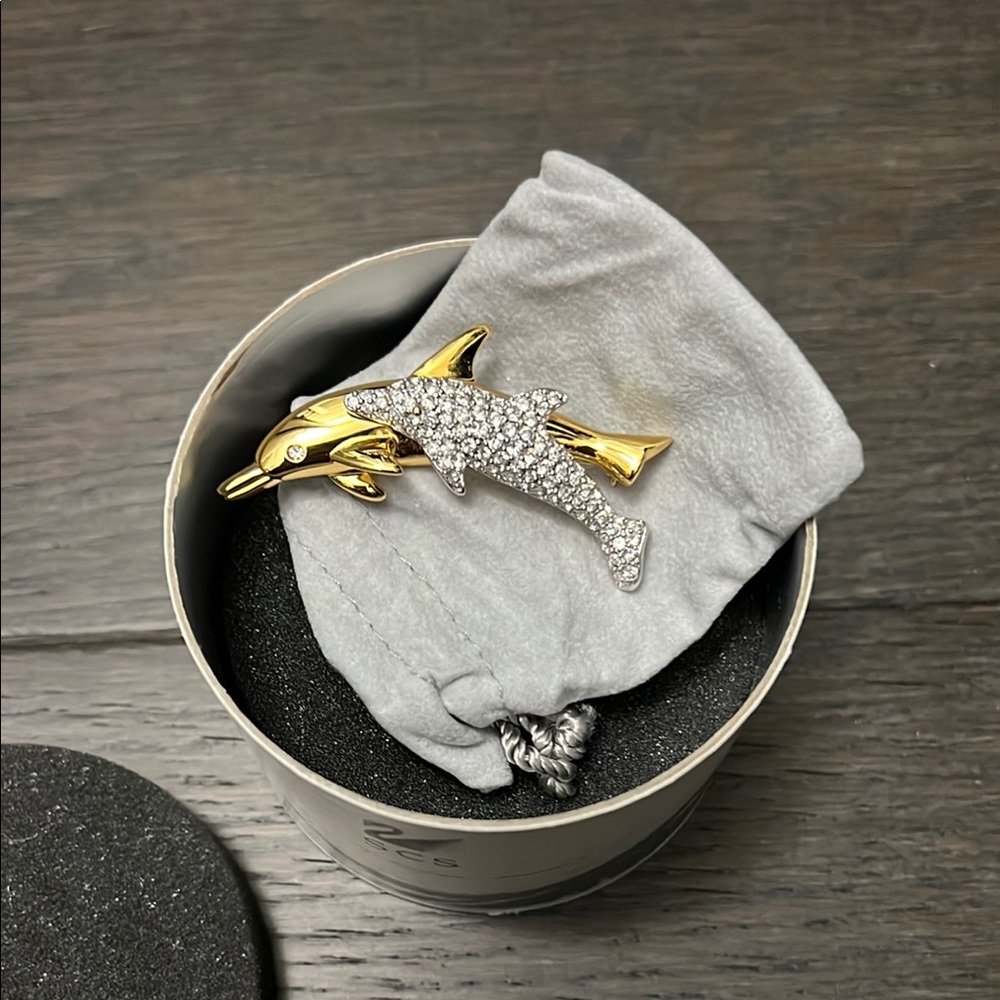 Vintage Swarovski Dolphin Crystal Pin